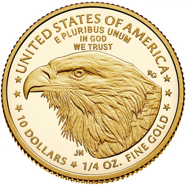 10 dolar Zlatá mince 2021 American Eagle - Nyní v novém designu! 1/4 Oz PP