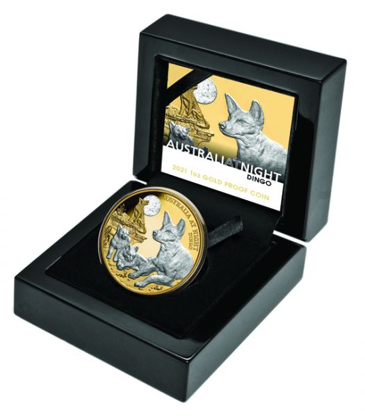 100 dolar Zlatá mince Austrálie v noci: Dingo 1 Oz