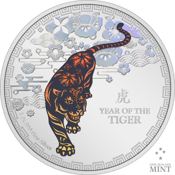 2 dolar Stříbrná mince Lunární rok Tygra 1 Oz