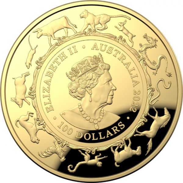 100 dolar Zlatá mince Lunární Tygr 1 Oz - kopule