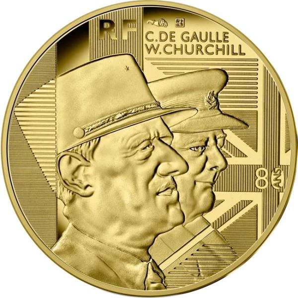 50 Euro De Gaulle & Churchill -  1/4 zlata 