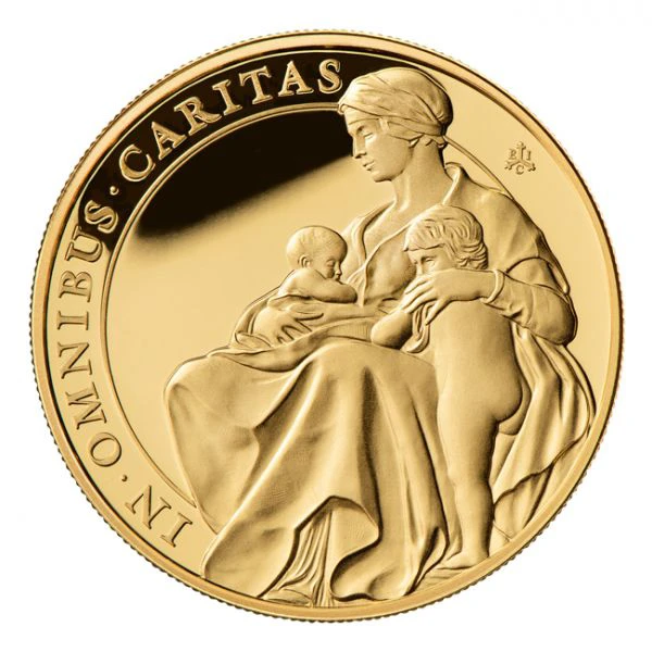 Charitativní 1 uncová zlatá mince - třetí ve sbírce Queens Virtues
