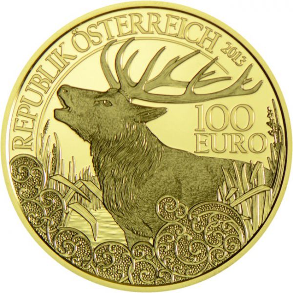 Červený jelen, zlatá mince