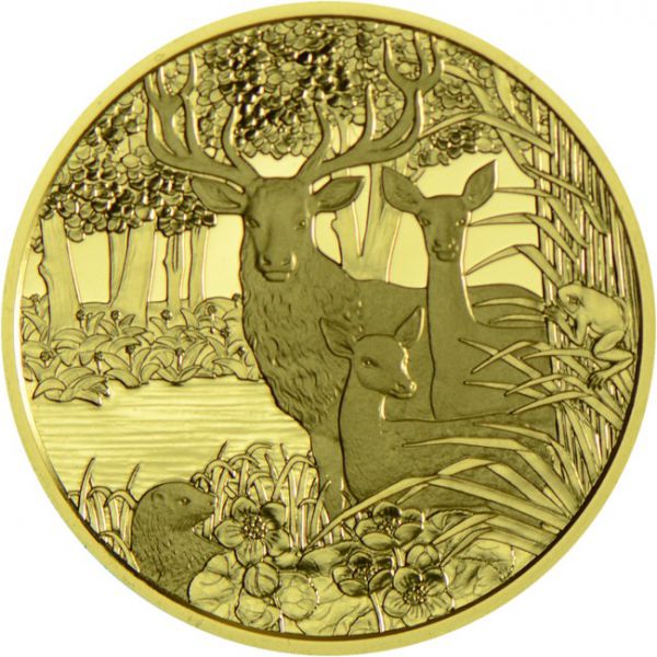 Červený jelen, zlatá mince