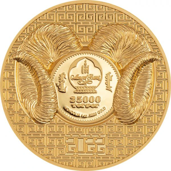 Velkolepý Argali, ultra vysoký reliéf, 1 oz zlata