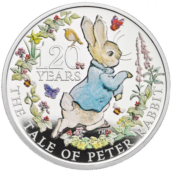 Příběh králíka Petra 1 uncová stříbrná mince