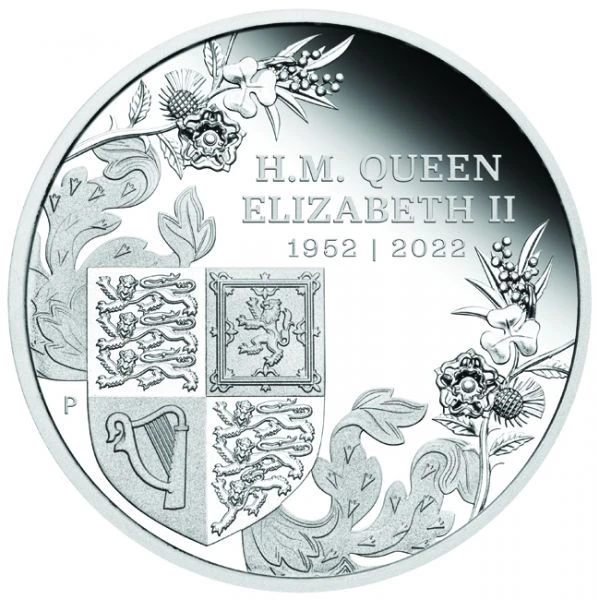 Královnina platinová jubilejní 1 uncová stříbrná mince