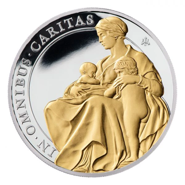 Queen's Virtues (Královniny ctnosti) - Charity/Dobročinnost,1 oz stříbra, pozlaceno