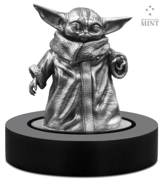 Stříbrná miniaturní socha The Child Grogu ?Baby Yoda?