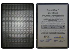 Stieborný tabulkový zliatok 100 x1 g CombiBar Ag 999,0 