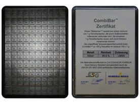 Stieborný tabulkový zliatok 100 x1 g CombiBar Ag 999,0 