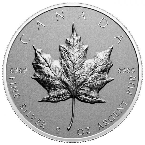 Maple Leaf 5 uncí stříbra ultra vysoký reliéf 2022