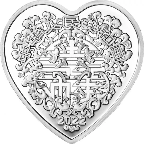 2022 Love 30 g Stříbrná mince ve tvaru srdce