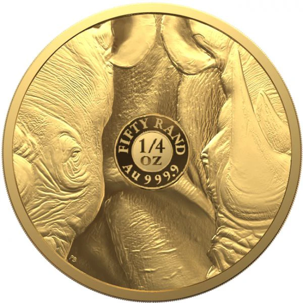 Velká pětka II - Nosorožec 1/4 uncová zlatá mince