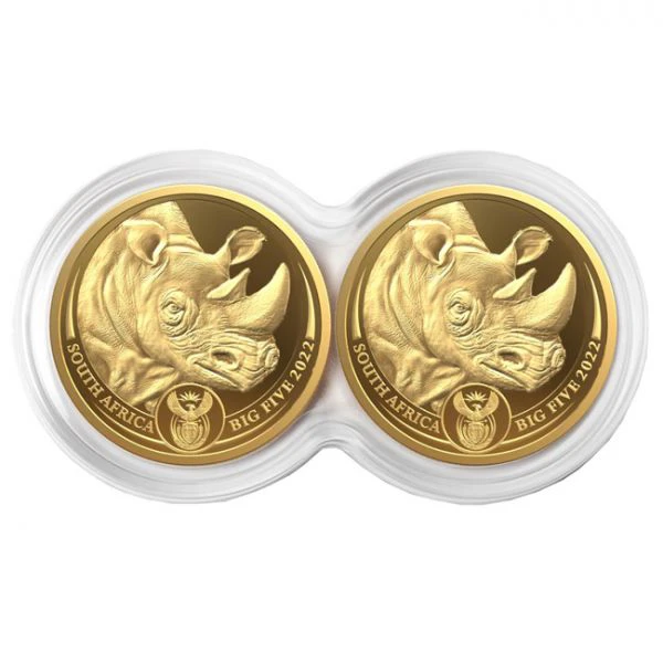Velká pětka II - Sada zlatých mincí Nosorožec 2 x 1/4 unce