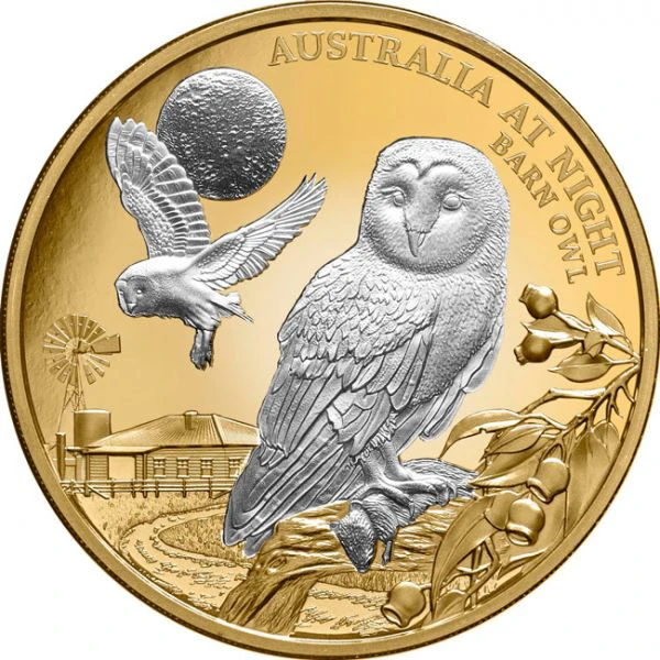 Austrálie v noci: sova pálená 1 unce zlata