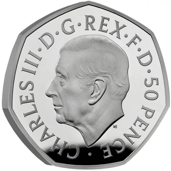 Stříbrná mince 50 pencí královny Alžběty II.