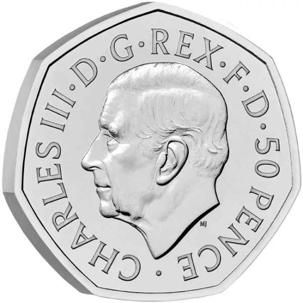 Mince královny Alžběty II. v hodnotě 50 pencí