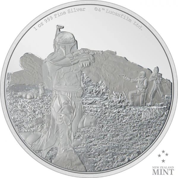 Stříbrná mince Boba Fett o hmotnosti 1 unce