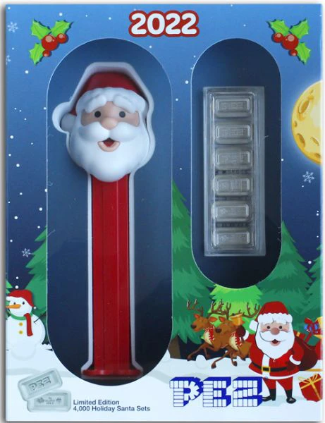 PEZ Santa Claus 6 x 5 g stříbrný set