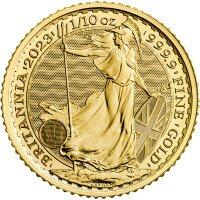 Zlatá minca Britannia Charles III 2023, 1/10 oz