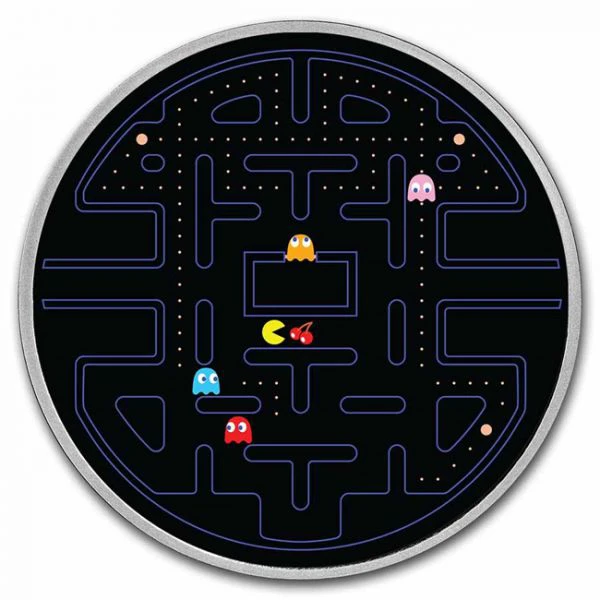 PAC-MAN Labyrint v barvě, 2 oz stříbra