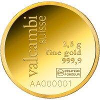 Zlatý zliatok Valcambi  2,5 g - gulatý