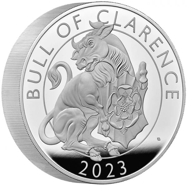 Stříbrná mince Tudorovská zvířata - The Bull of Clarence 2023, 10 oz stříbra