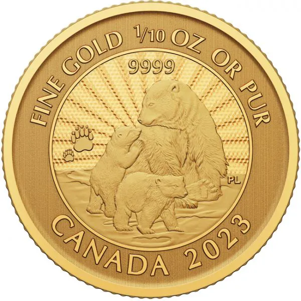 Majestátní lední medvěd 2023, zlatá mince 1/10 oz