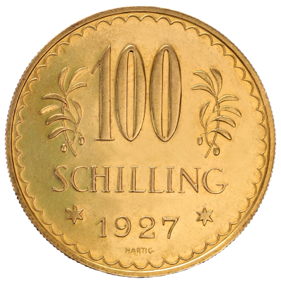 Zlatá minca 100 Schilling 1925-1934