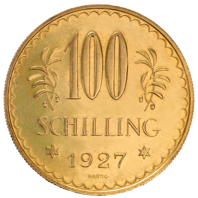 Zlatá minca 100 Schilling 1925-1934