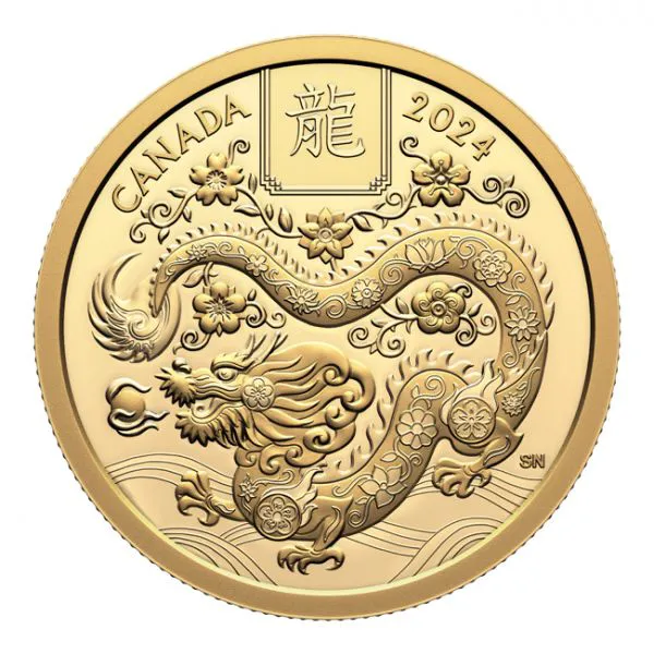 Lunární drak 2024 - Kanadská královská mincovna, 1/2 oz zlata