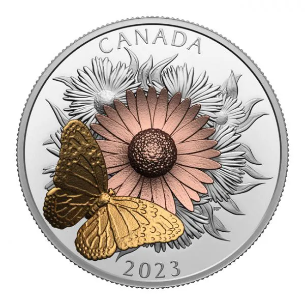 Monarcha stěhovavý a květ, stříbrná mince