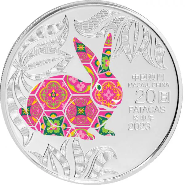 Lunární králík 2023 v barvě , 1 oz stříbra