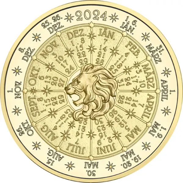 Kalendářní medaile 2024 - Rok Slunce, zlato