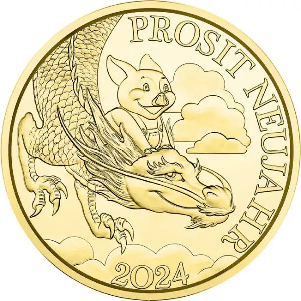 Žeton štěstí 2024, stříbrná mince pozlacená