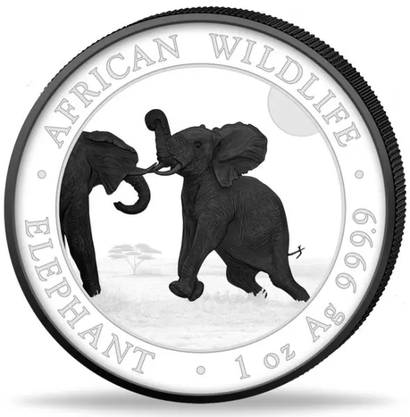 Sada mincí Slon 2024: Černá a bílá, 2 oz stříbra
