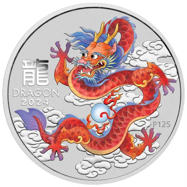 Červený lunární drak, 1 oz stříbra