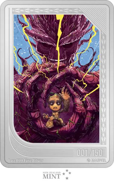 Groot 2023 - obdélníková mince, 1 oz stříbra