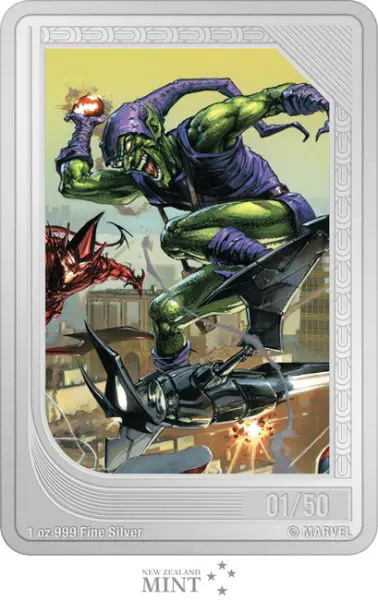 The Green Goblin 2023 - obdélníková mince, 1 oz stříbra