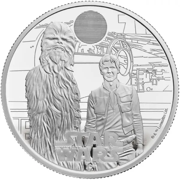 Stříbrná mince Han Solo a Žvejkal