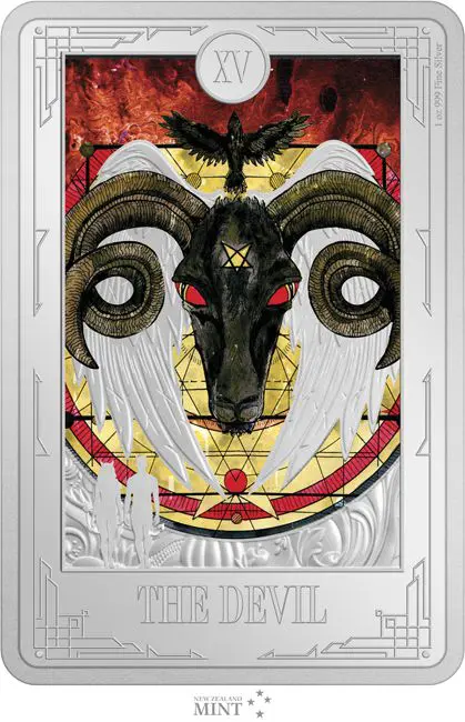 Tarotová karta - Ďábel, 1 oz stříbra