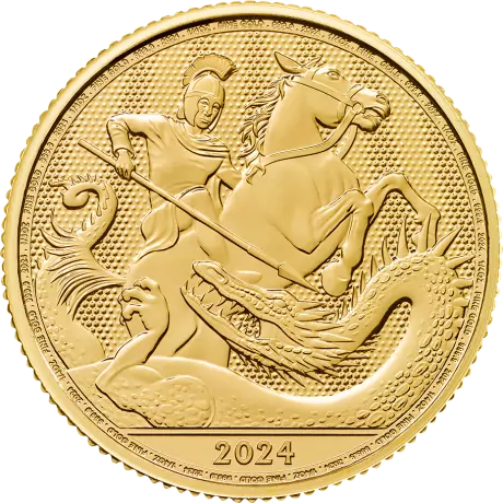 Zlatá minca Sv. Jiří a Drak 2024 - Britská královská mincovna, 1/4 oz