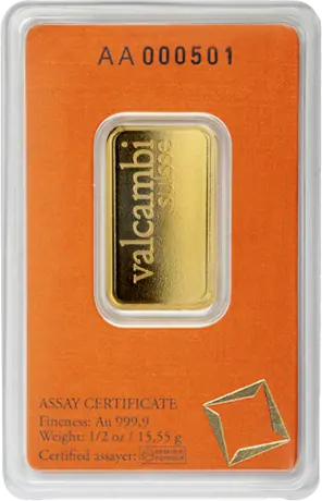 Zlatý zliatok Valcambi 1/2 oz