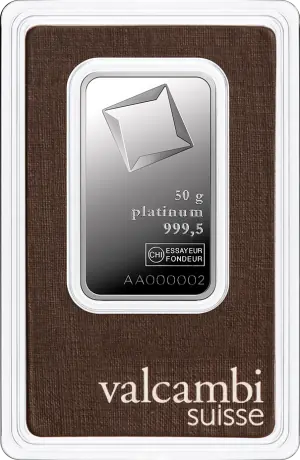 Platinový zliatok Valcambi 50 g