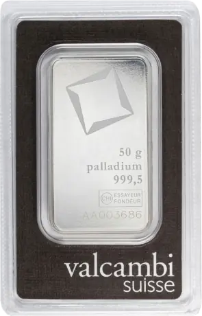 Palladiový slitek Valcambi 50 g