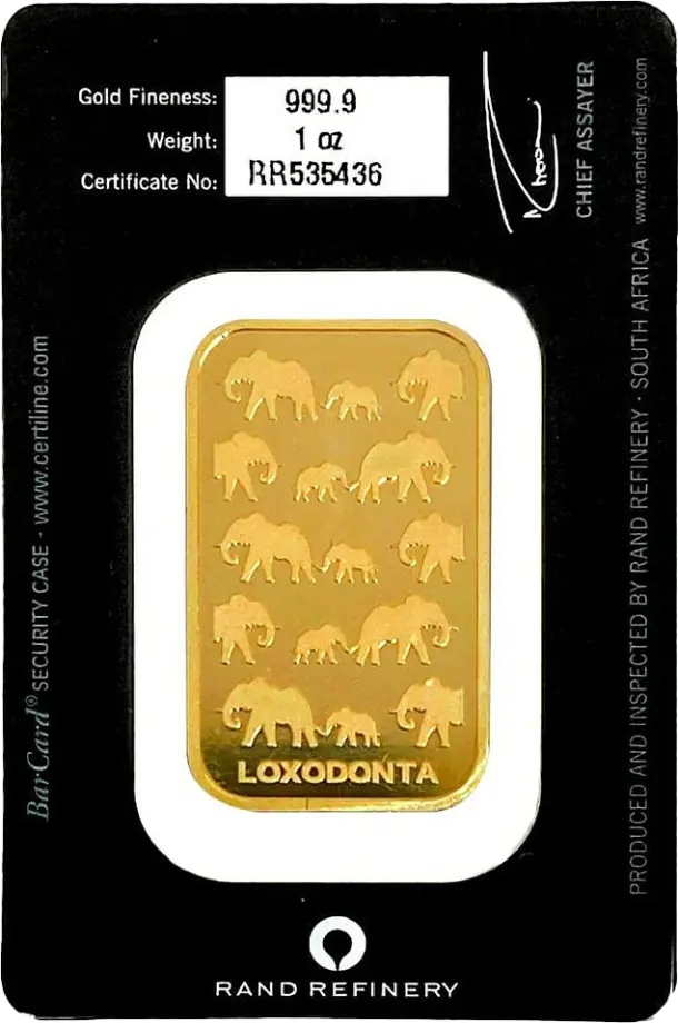 Zlatý zliatok Rand Refinery - Loxodonta Africana, 1oz