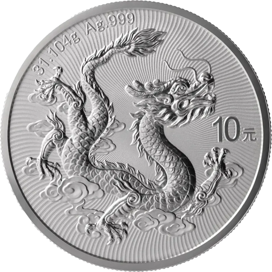 Strieborná minca Čínský drak 2025, 1 oz