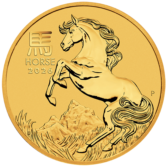 Zlatá minca Rok koňa 2026  2 Oz