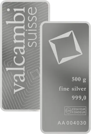 Strieborný zliatok Valcambi ražený, 500 g